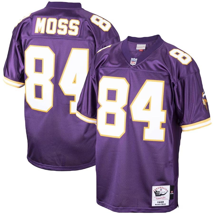 Men's Minnesota Vikings 1998 Randy Moss Mitchell & Ness Purple Authentic Throwback Retired Player Jersey - ujerseystore