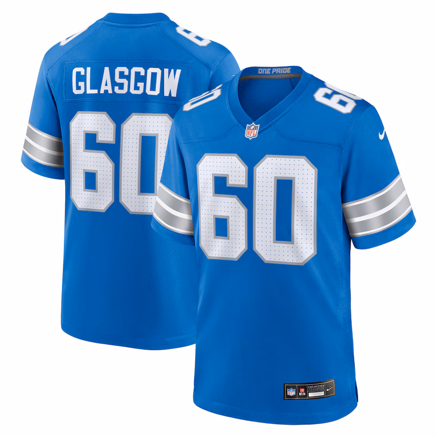 Men's Detroit Lions Graham Glasgow Nike Blue Team Game Jersey - ujerseystore