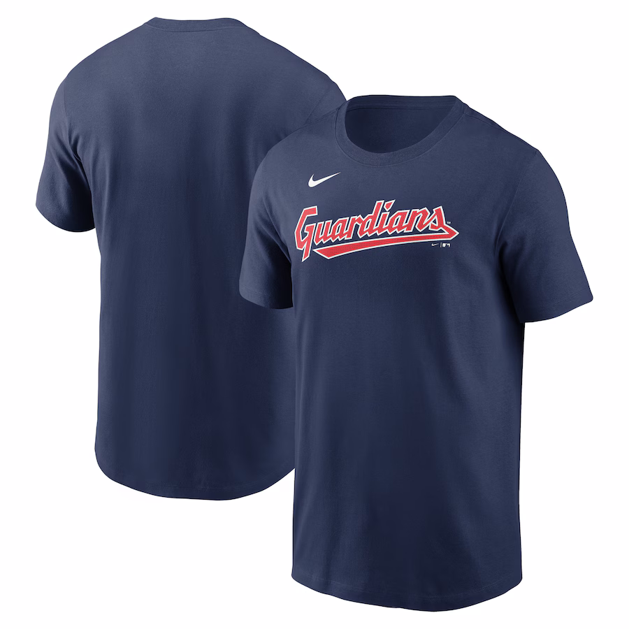 Men's Cleveland Guardians Nike Navy Fuse Wordmark T-Shirt - ujerseystore