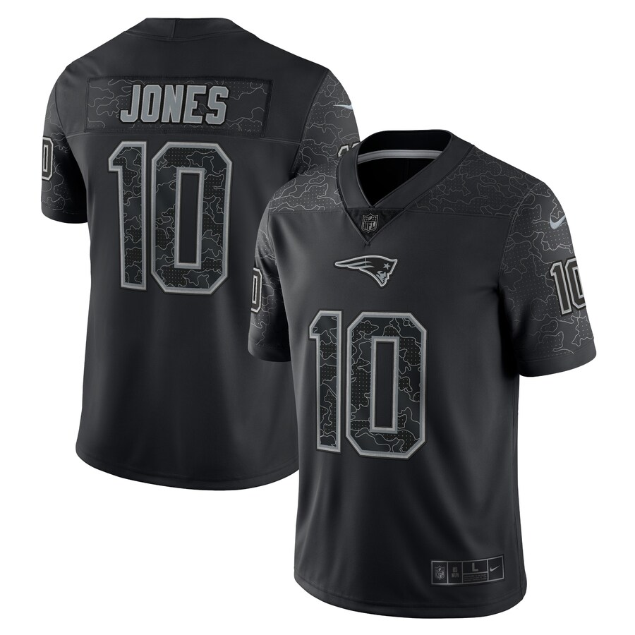 Men's New England Patriots Mac Jones Nike Black RFLCTV Limited Jersey - ujerseystore