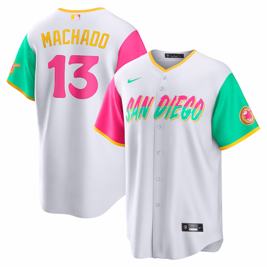 Men's San Diego Padres Manny Machado Nike White City Connect Replica Player Jersey - ujerseystore