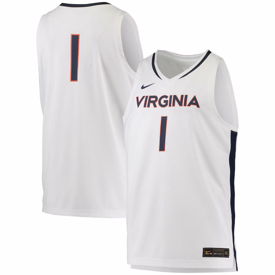 Men's Nike #1 White Virginia Cavaliers Replica Basketball Jersey - ujerseystore