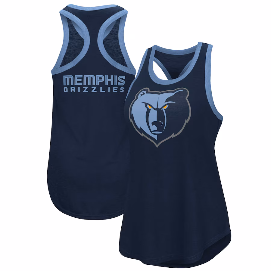 Women's Memphis Grizzlies G-III 4Her by Carl Banks Navy Showdown Scoop-Neck Racerback Tank Top - ujerseystore