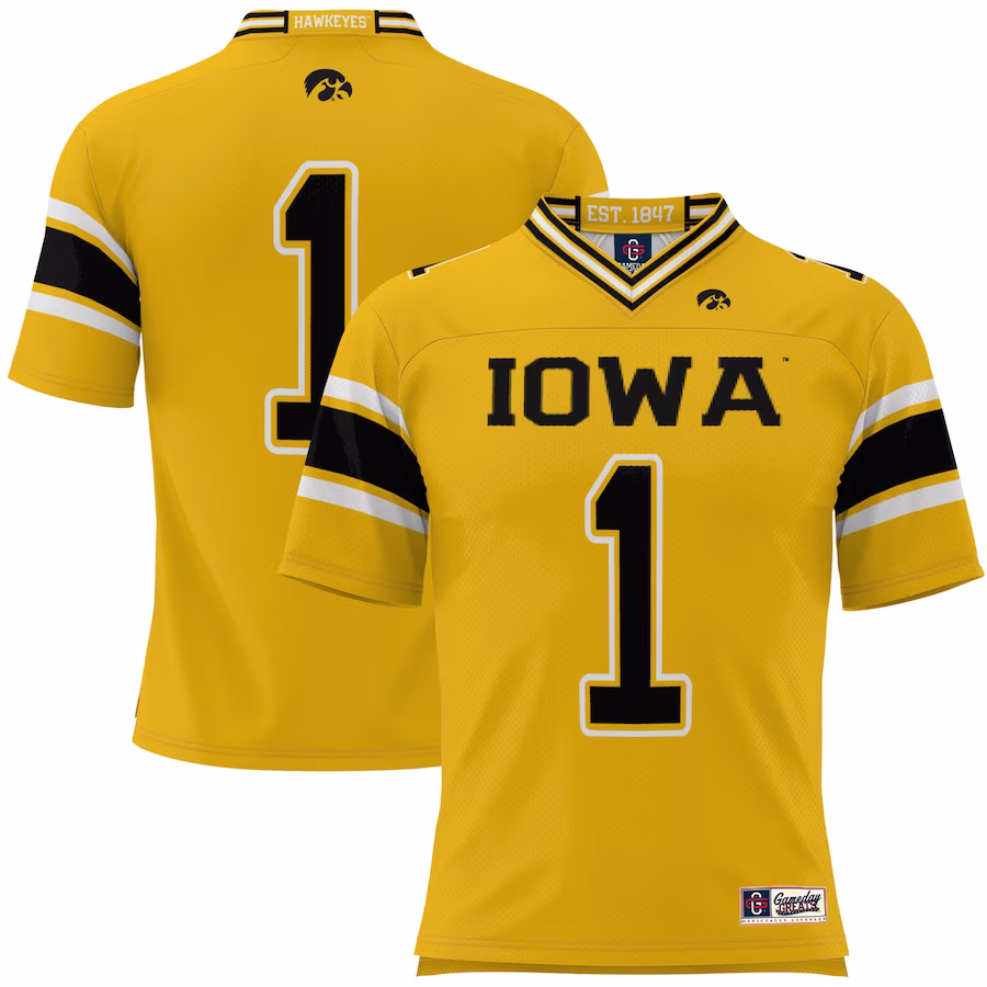 #1 Iowa Hawkeyes GameDay Greats Football Jersey - Gold - ujerseystore