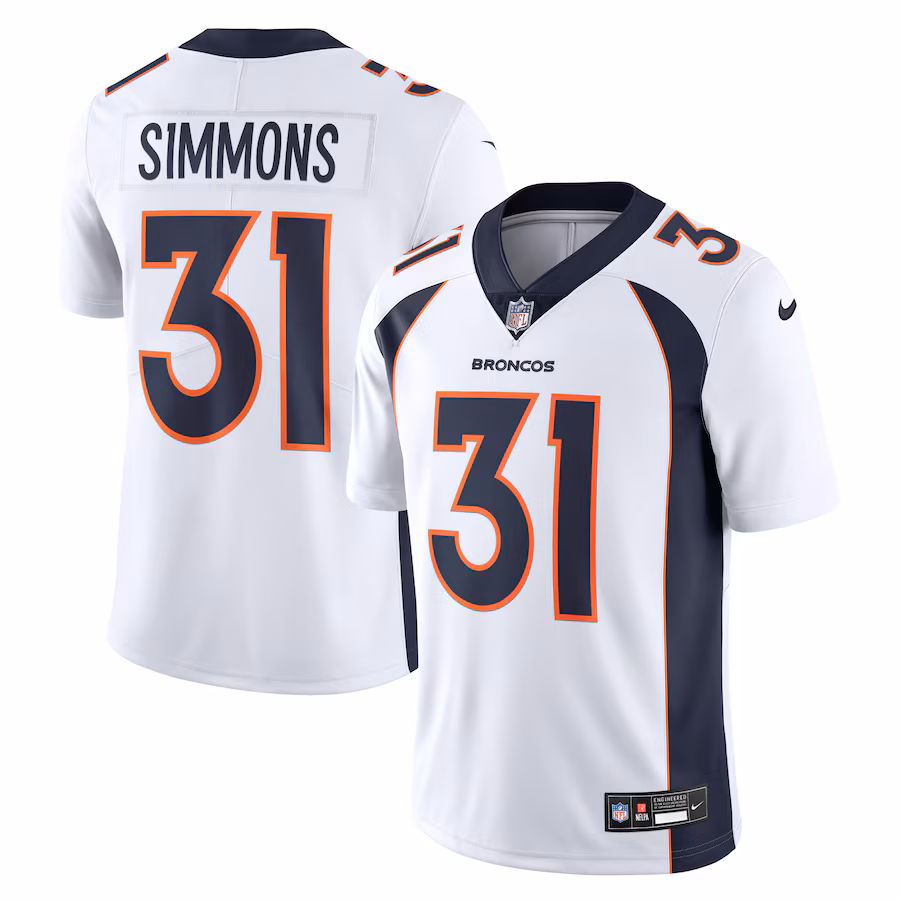 Men's Denver Broncos Justin Simmons Nike White  Vapor Untouchable Limited Jersey - ujerseystore