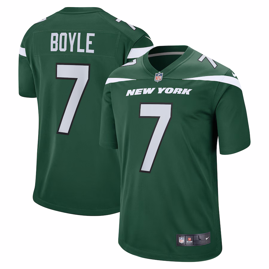 Men's New York Jets Tim Boyle Nike Gotham Green Game Jersey - ujerseystore