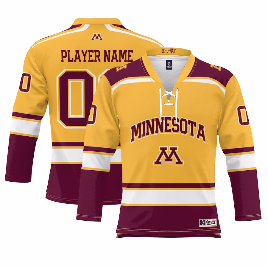Minnesota Golden Gophers GameDay Greats Youth NIL Pick-A-Player Men's Hockey Jersey - Gold - ujerseystore