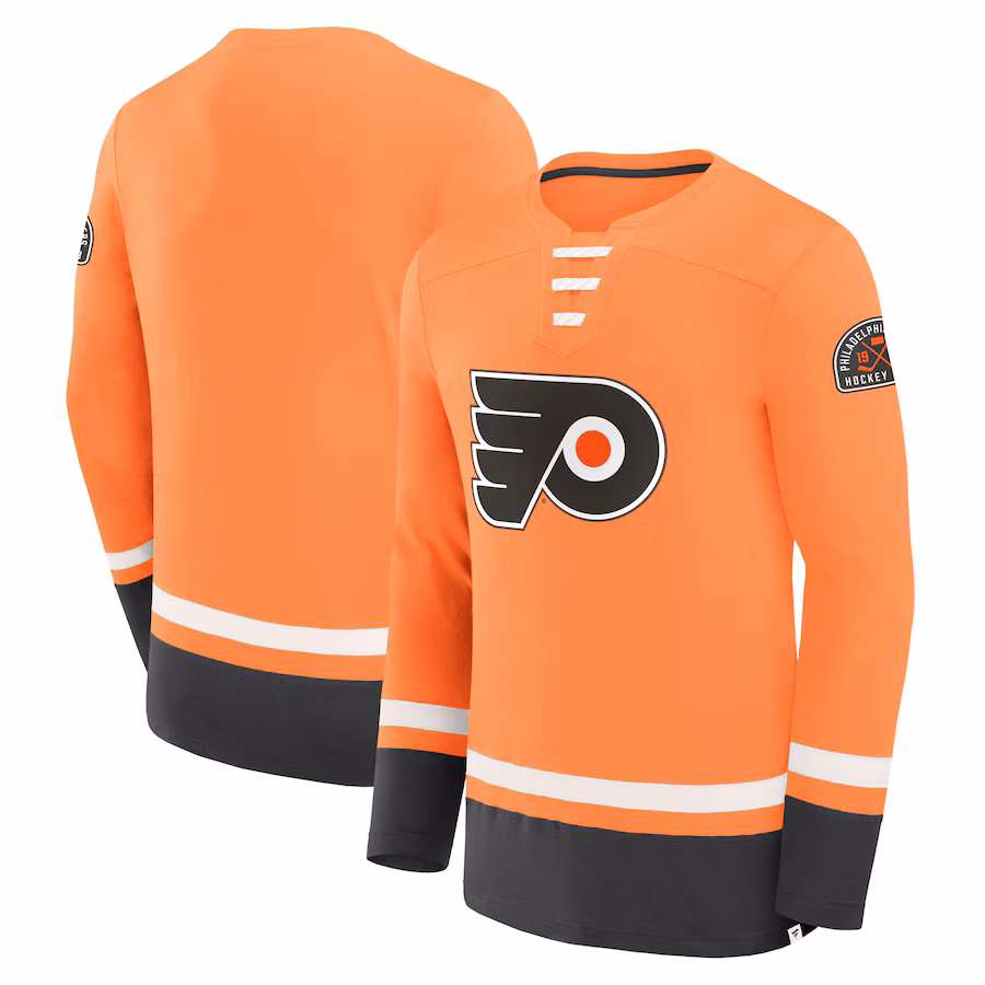 Men's Philadelphia Flyers Fanatics Orange Vintage High Point Long Sleeve T-Shirt - ujerseystore