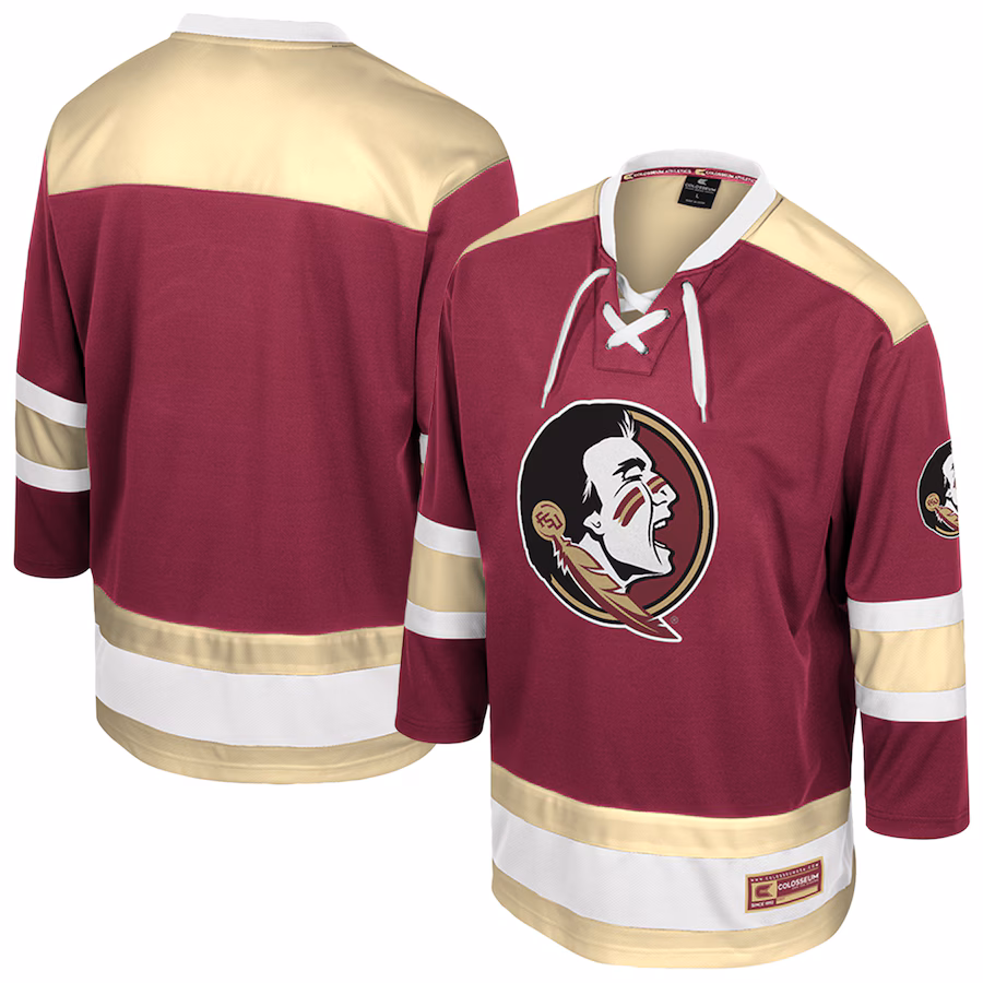 Men's Colosseum  Garnet Florida State Seminoles Athletic Machine Fashion Hockey Jersey - ujerseystore