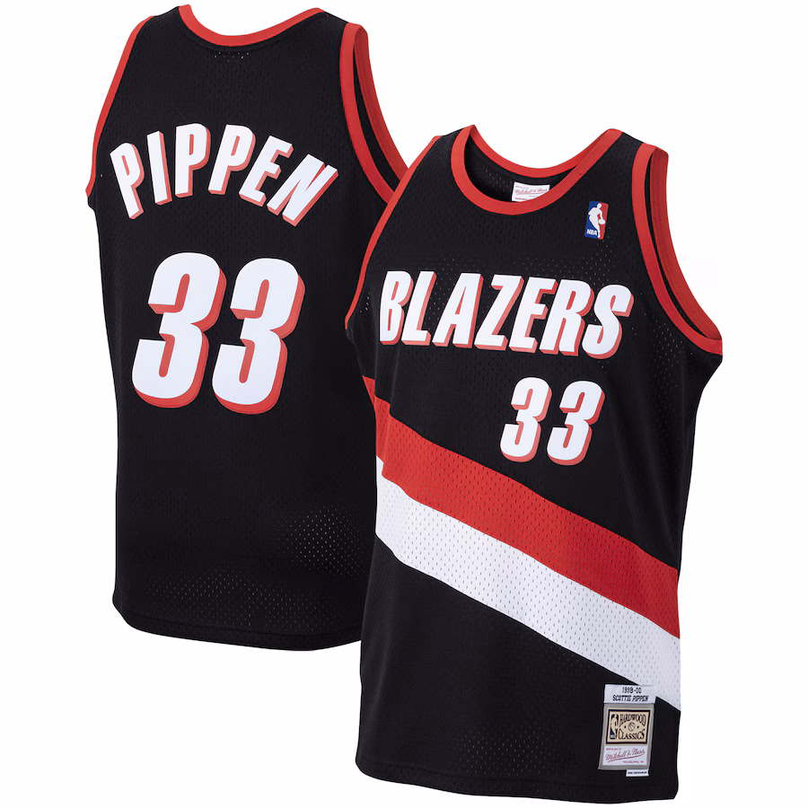 Men's Portland Trail Blazers Scottie Pippen Mitchell & Ness Black 1999/00 Hardwood Classics Swingman Jersey - ujerseystore