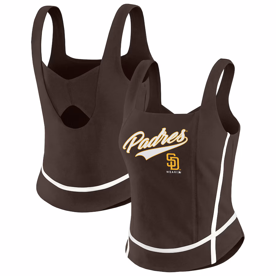 Women's San Diego Padres WEAR by Erin Andrews Brown Square Neck Tank Top - ujerseystore