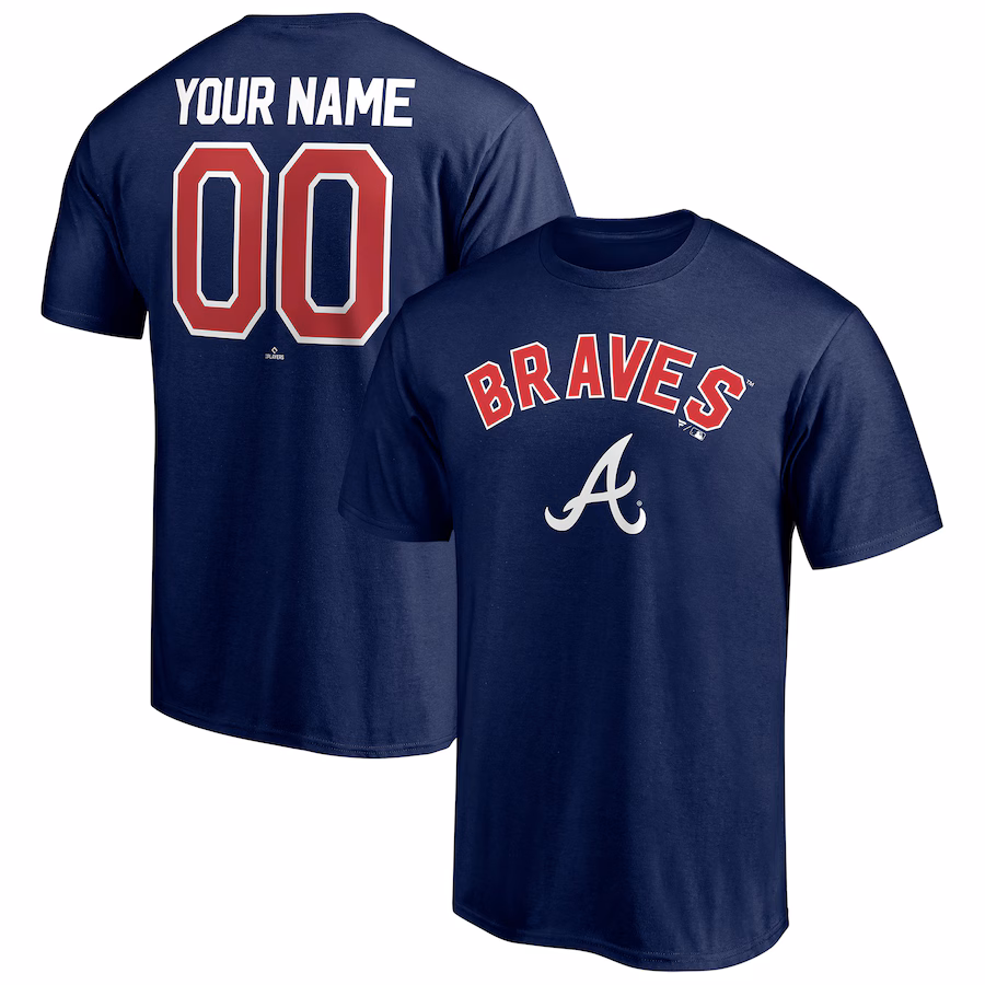 Men's Atlanta Braves Navy Personalized Team Winning Streak Name & Number T-Shirt - ujerseystore