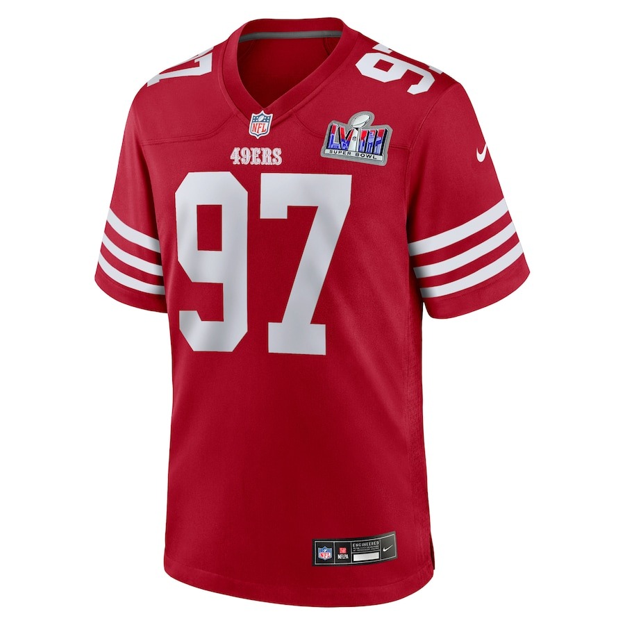 Men's San Francisco 49ers Nick Bosa Nike Scarlet Super Bowl LVIII Game Jersey - ujerseystore