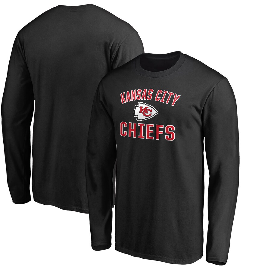 Men's Kansas City Chiefs Black Victory Arch Long Sleeve T-Shirt - ujerseystore