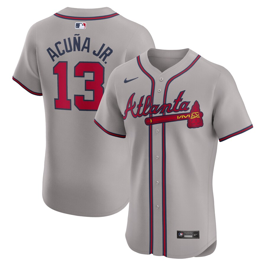 Men's Atlanta Braves Ronald Acuña Jr. Nike Gray Road Elite Player Jersey - ujerseystore