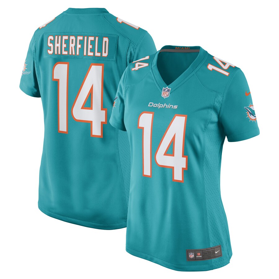 Women's Miami Dolphins Trent Sherfield Nike Aqua Game Player Jersey - ujerseystore