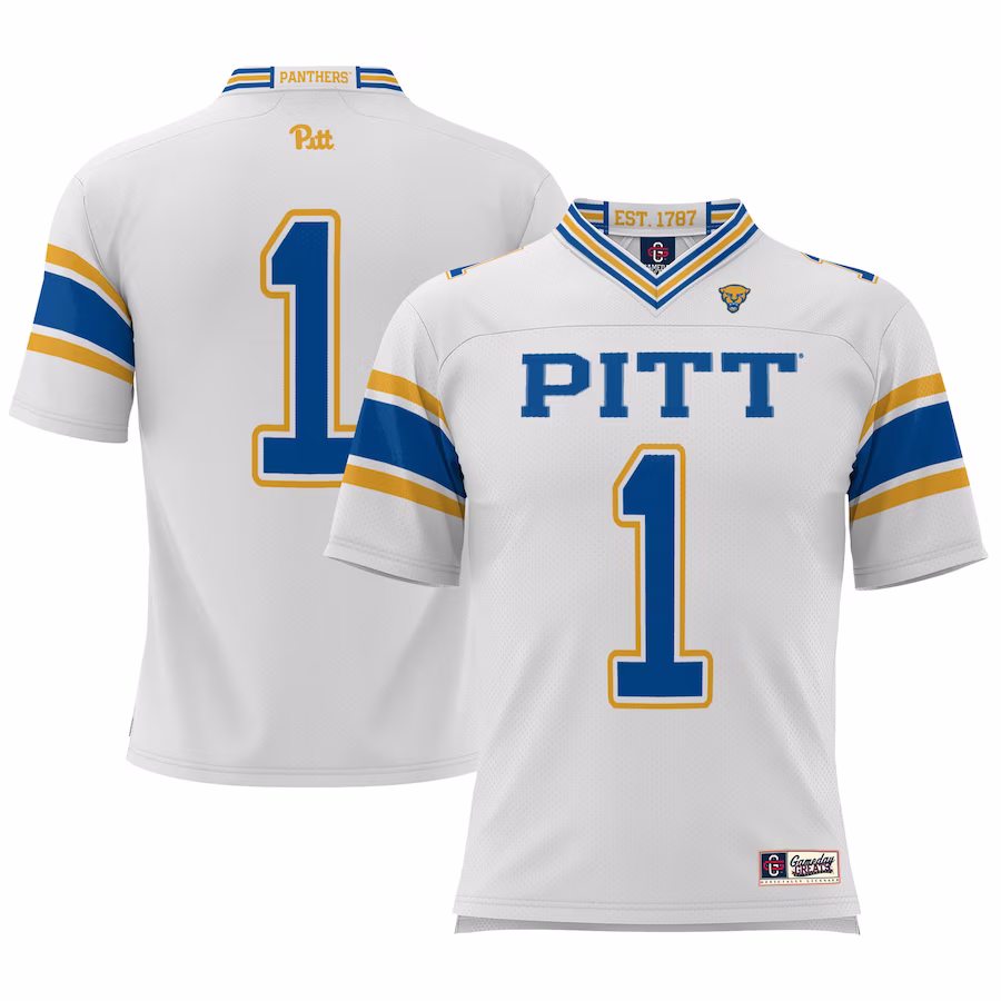 #1 Pitt Panthers GameDay Greats Youth Football Jersey - White - ujerseystore