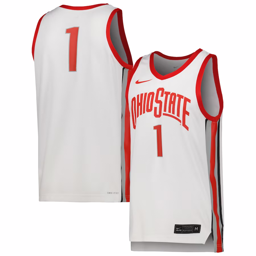 #1 Ohio State Buckeyes Nike Team Replica Basketball Jersey - White - ujerseystore