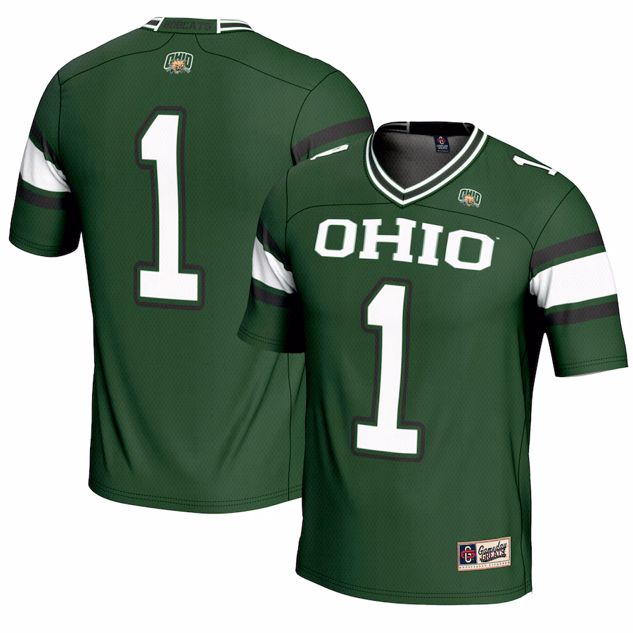Youth GameDay Greats #1 Green Ohio Bobcats Endzone Football Jersey - ujerseystore