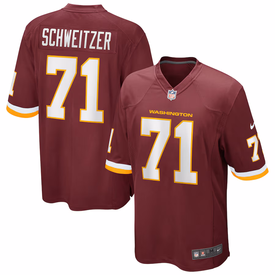 Men's Nike Wes Schweitzer Washington Football Team Burgundy Game Player Jersey - ujerseystore