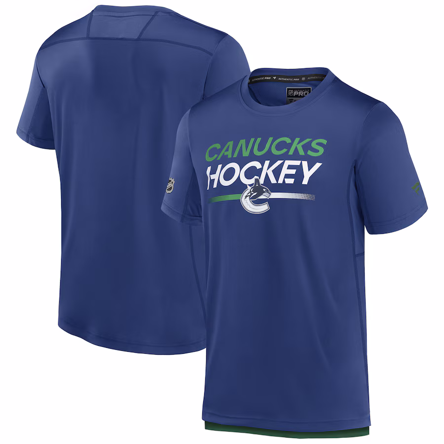 Men's Vancouver Canucks Fanatics Cobalt Tech T-Shirt - ujerseystore