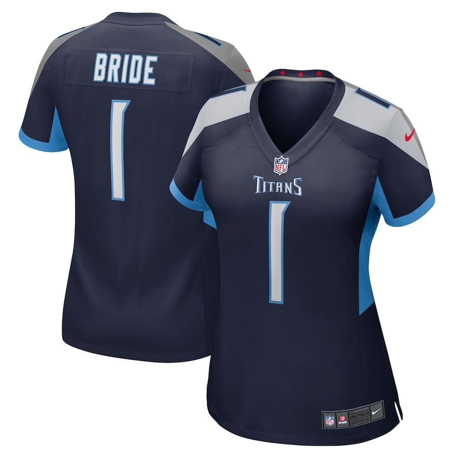 Women's Tennessee Titans Number 1 Bride Nike Navy Game Jersey - ujerseystore