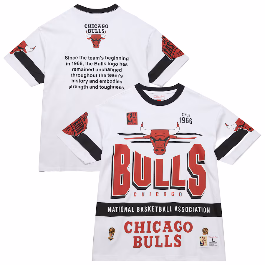 Unisex Chicago Bulls  Mitchell & Ness White Hardwood Classics Vintage Team Origins Premium T-Shirt - ujerseystore
