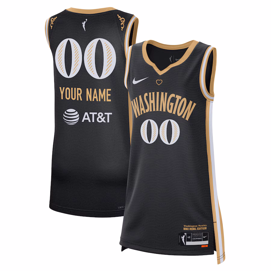Unisex Washington Mystics Nike Black 2023 Rebel Edition Custom Victory Player Jersey - ujerseystore