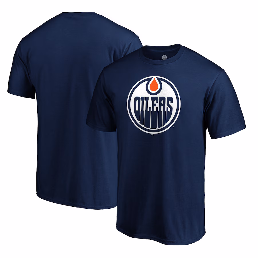 Men's Edmonton Oilers Navy Logo T-Shirt - ujerseystore