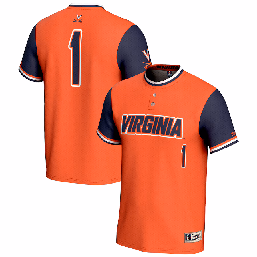 Youth GameDay Greats #1 Orange Virginia Cavaliers Lightweight Softball Jersey - ujerseystore