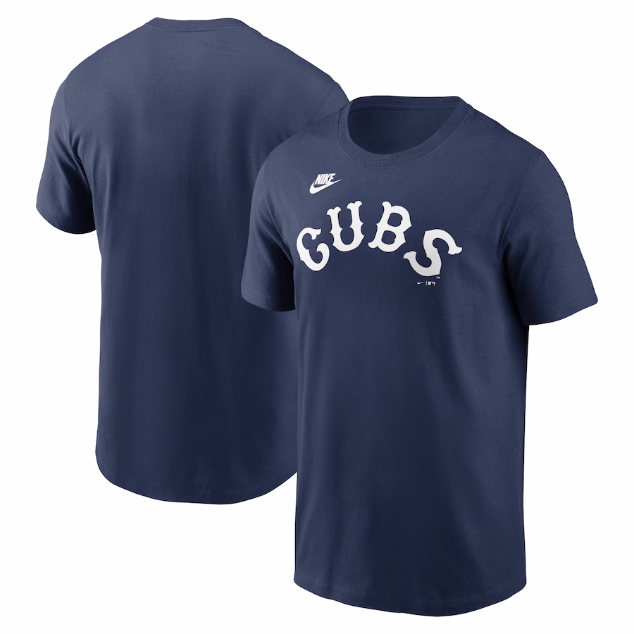 Men's Chicago Cubs Nike Navy Cooperstown Wordmark T-Shirt - ujerseystore