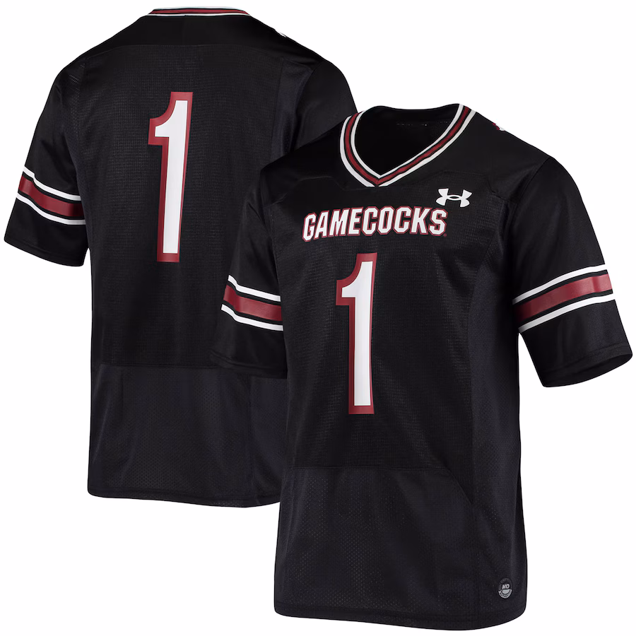 #1 South Carolina Gamecocks Under Armour Logo Replica Football Jersey - Black - ujerseystore