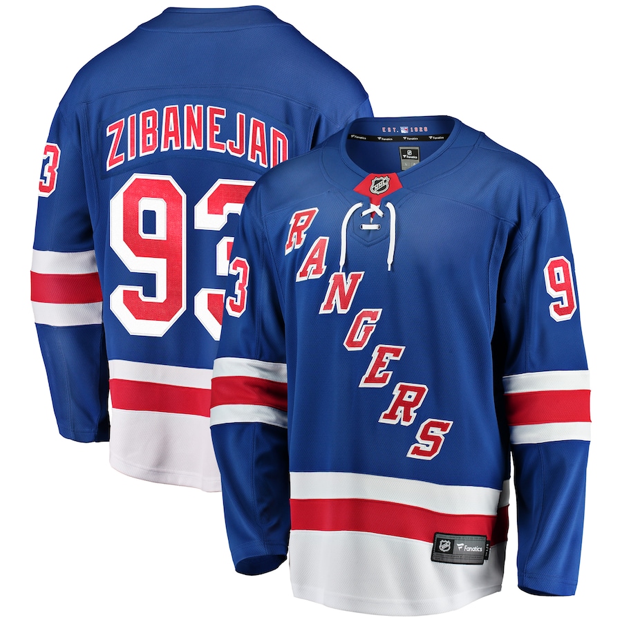 Men's New York Rangers Mika Zibanejad Fanatics Blue Home Breakaway Player Jersey - ujerseystore
