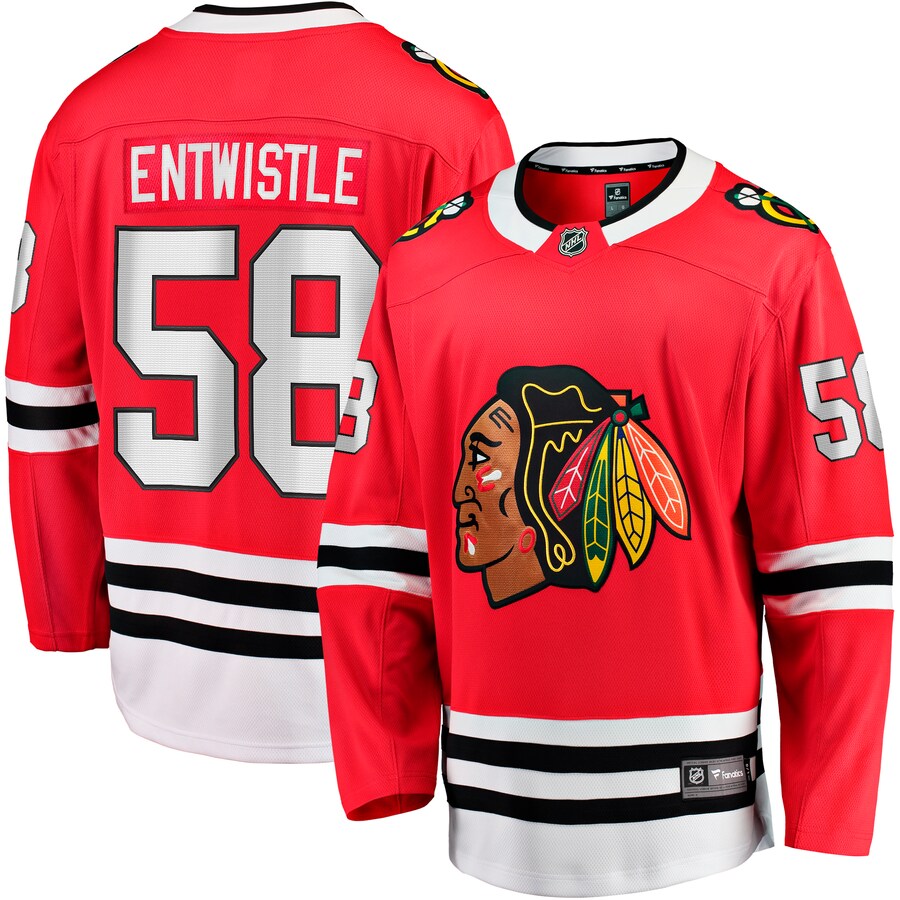 Men's Chicago Blackhawks MacKenzie Entwistle Fanatics Branded Red Home Breakaway Player Jersey - ujerseystore