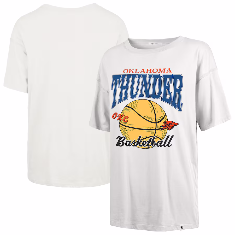 Women's Oklahoma City Thunder  '47 White City Edition Down Court Sadie T-Shirt - ujerseystore