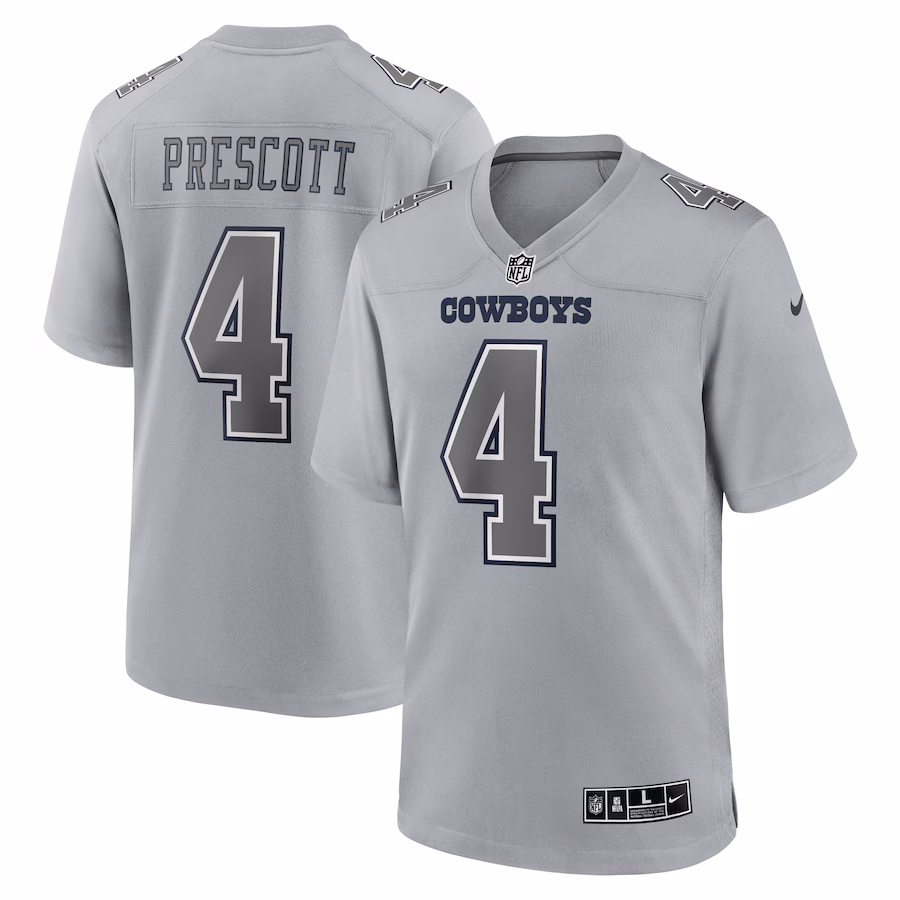 Men's Dallas Cowboys Dak Prescott Nike Gray Atmosphere Fashion Game Jersey - ujerseystore