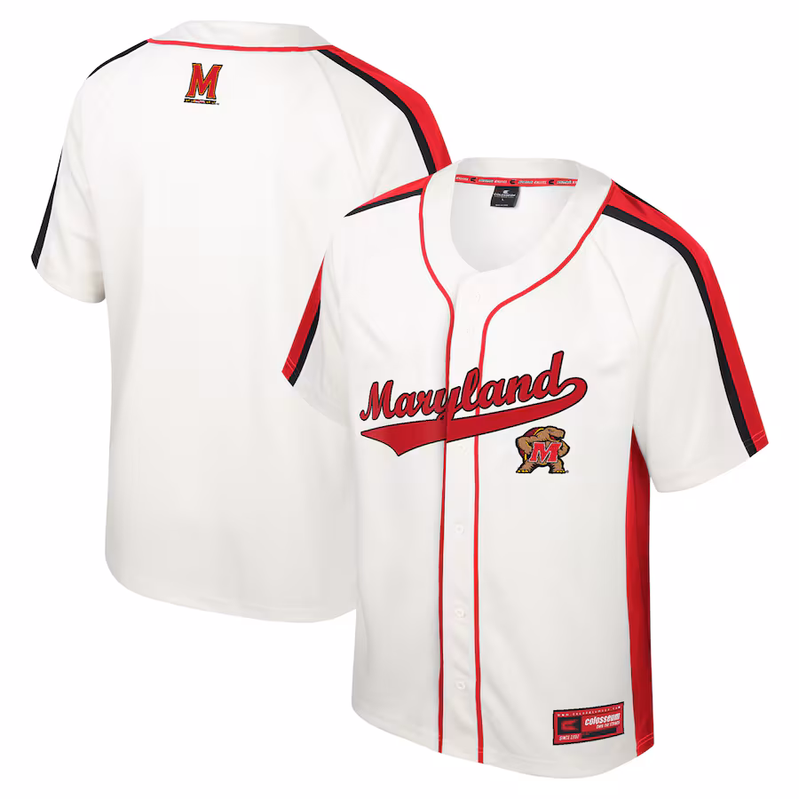 Men's Colosseum Cream Maryland Terrapins Ruth Button-Up Baseball Jersey - ujerseystore
