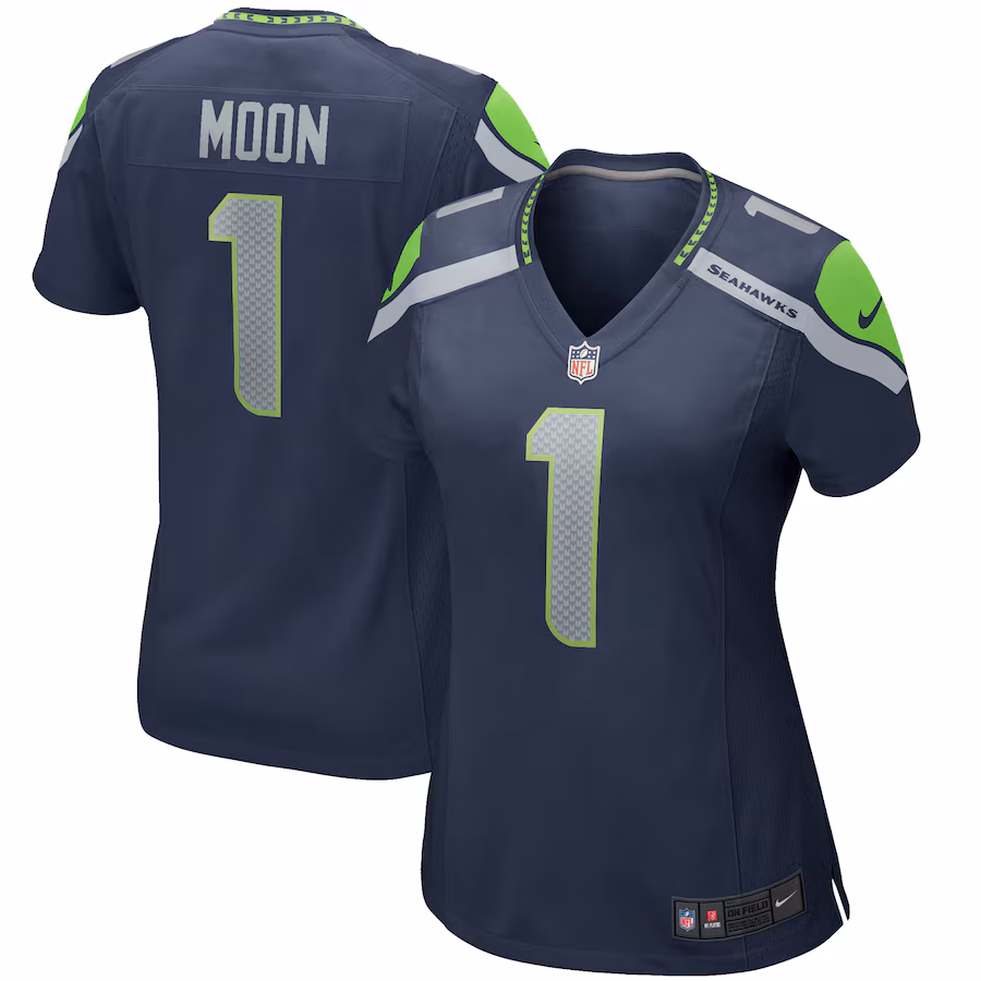 Women's Seattle Seahawks Warren Moon Nike College Navy Game Retired Player Jersey - ujerseystore