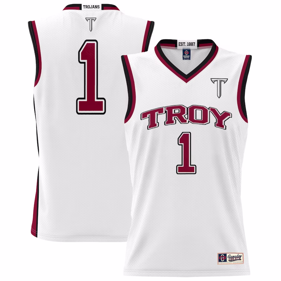 #1 Troy University Trojans GameDay Greats Unisex Lightweight Basketball Jersey - White - ujerseystore