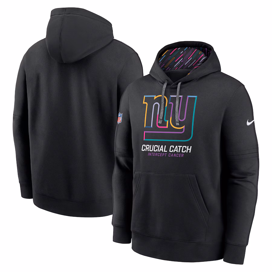 Men's New York Giants Nike Black 2024 NFL Crucial Catch Club Pullover Hoodie - ujerseystore