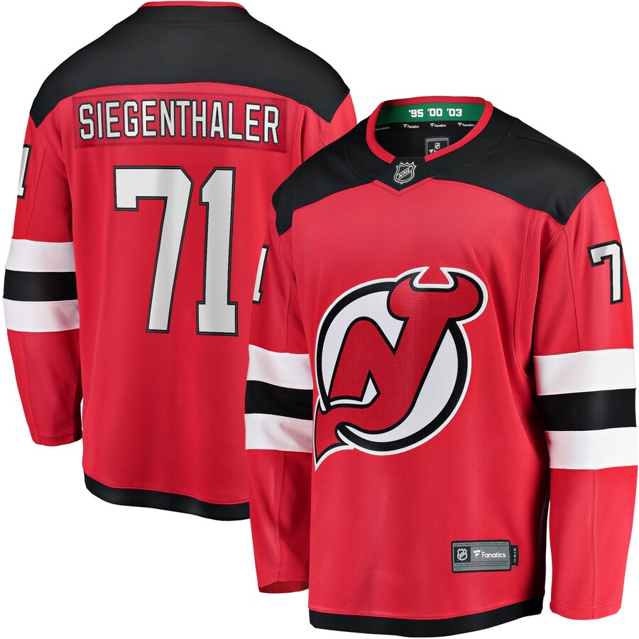 Men's New Jersey Devils Jonas Siegenthaler Fanatics Branded Red Home Breakaway Player Jersey - ujerseystore