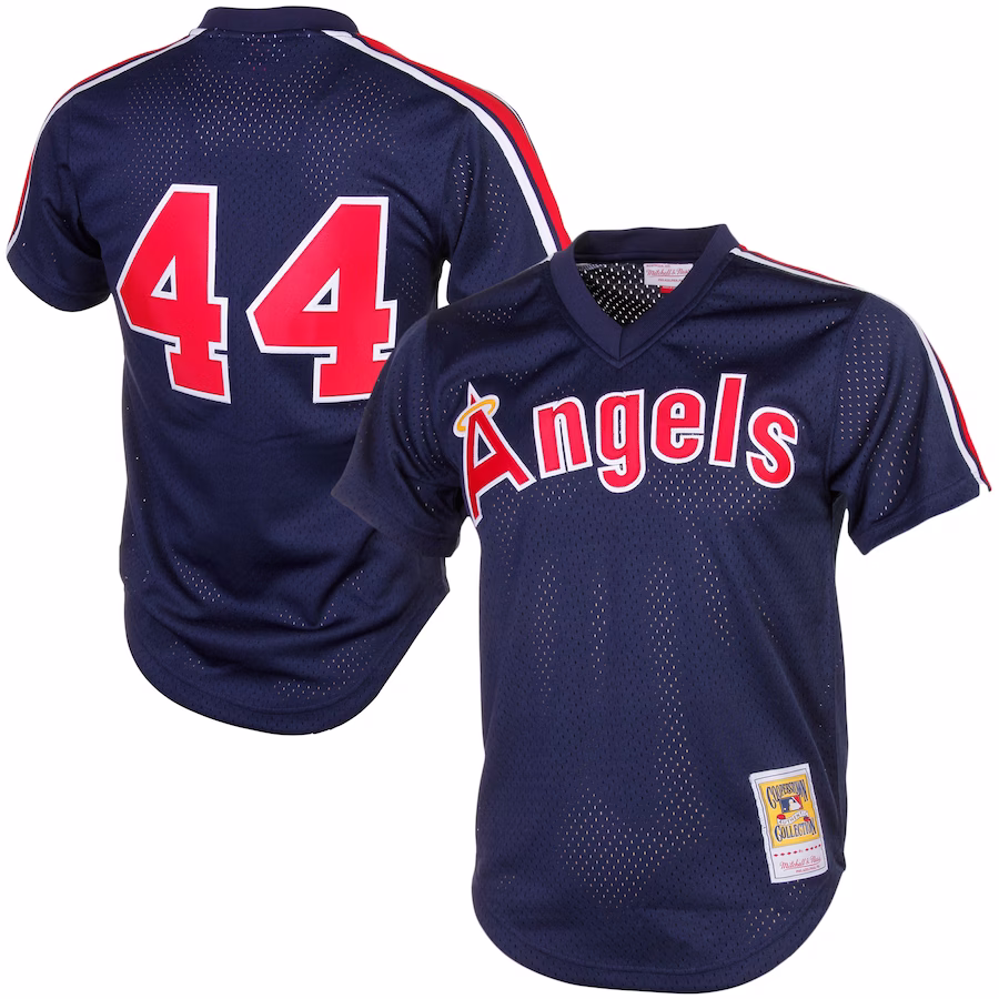 Men's California Angels Reggie Jackson Mitchell & Ness Navy Cooperstown Mesh Batting Practice Jersey - ujerseystore