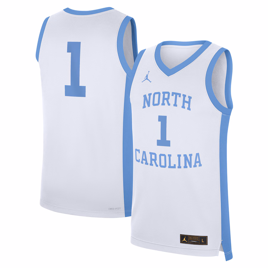 Men's Jordan Brand #1 White North Carolina Tar Heels Alternate Replica Jersey - ujerseystore