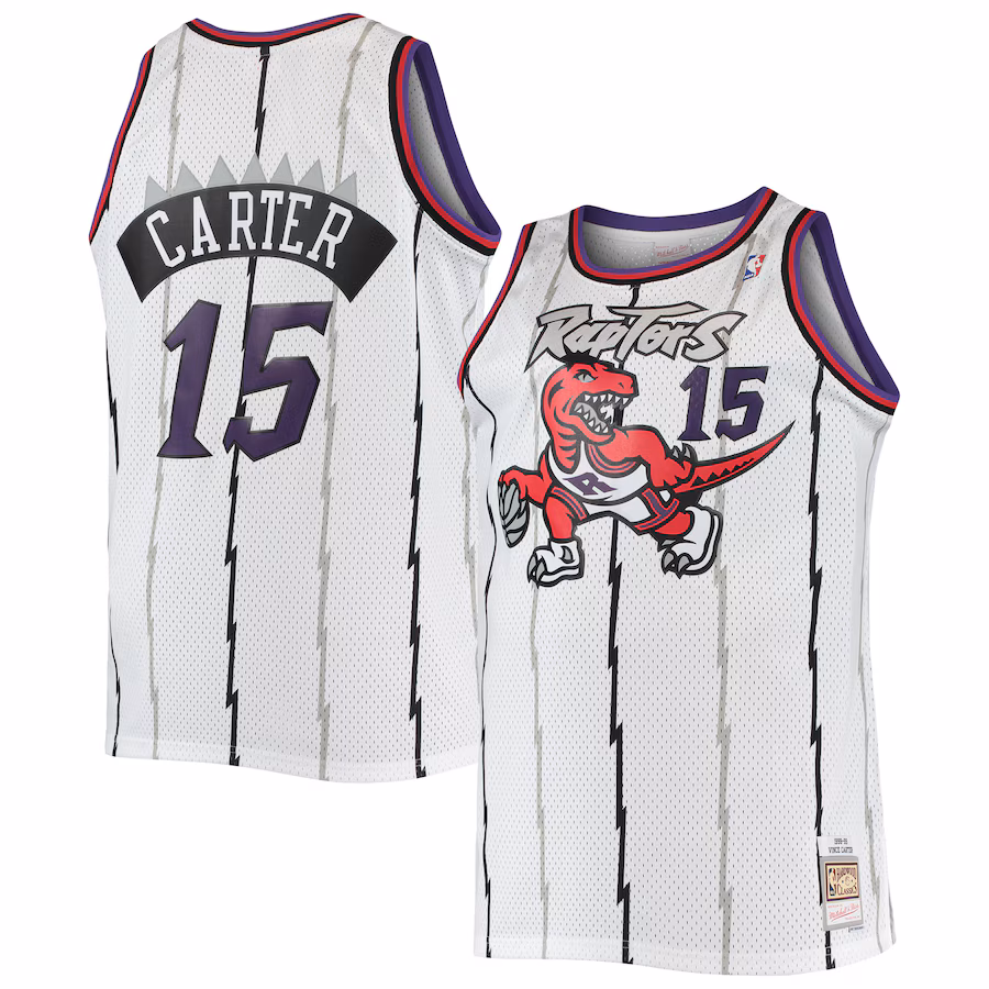 Men's Toronto Raptors Vince Carter Mitchell & Ness White 1998/99 Big & Tall Hardwood Classics Swingman Jersey - ujerseystore