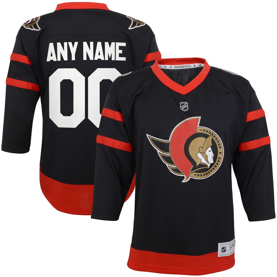 Youth Ottawa Senators Black Home Replica Custom Jersey - ujerseystore