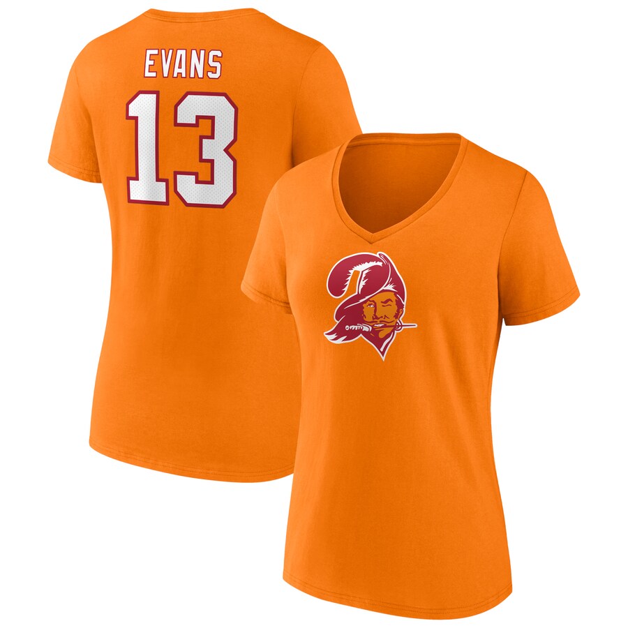 Women's Tampa Bay Buccaneers Mike Evans Fanatics  Orange Player Icon Name & Number V-Neck T-Shirt - ujerseystore