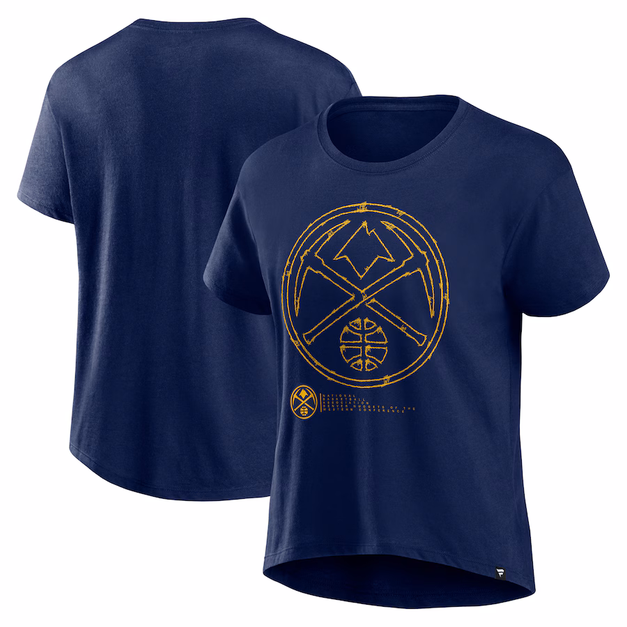 Women's Denver Nuggets  Fanatics Navy Hand Check T-Shirt - ujerseystore