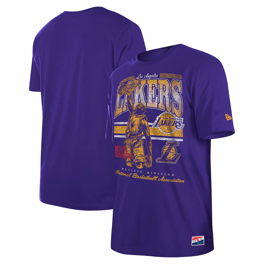 Men's Los Angeles Lakers New Era Purple Enzyme Wash Oversized T-Shirt - ujerseystore