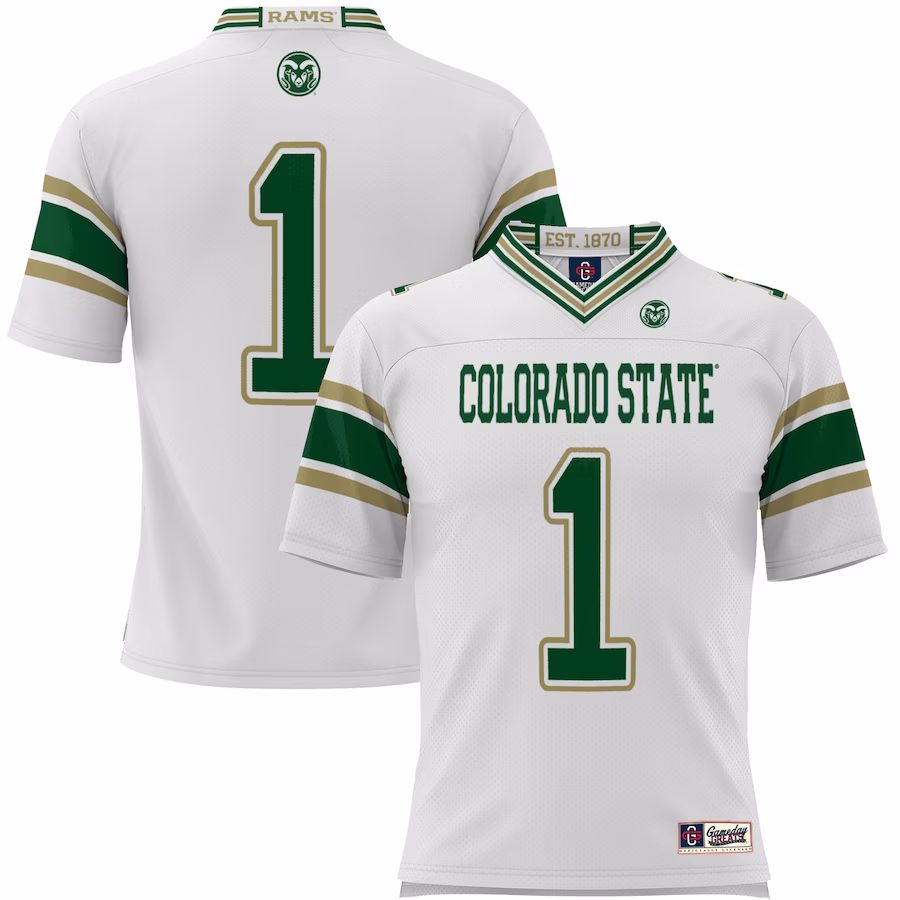 #1 Colorado State Rams GameDay Greats Endzone Football Jersey - White - ujerseystore