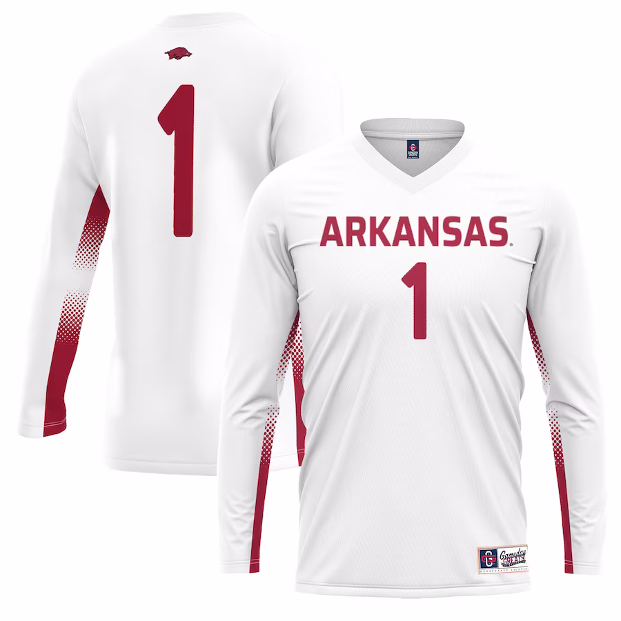 #1 Arkansas Razorbacks GameDay Greats Youth Lightweight Women's Volleyball Jersey - White - ujerseystore
